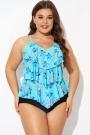 lower Printed V-neck Ruffle Women Tankini Top